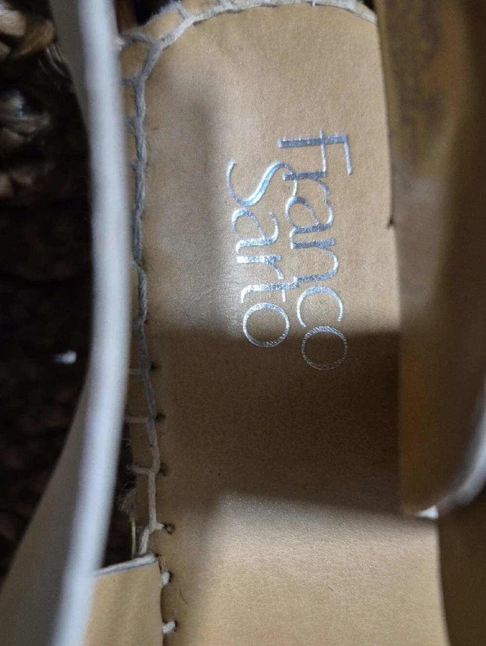 Franco Sarto Cream Leather Espadrille Sandals